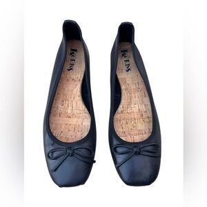 KORKS Pianosa Black Leather Ballet Flats Sz 9